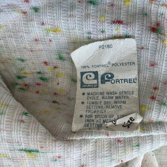 Vintage 70's V Neck Knit Fortrel Polyester Confetti‎ Striped Knit Midi Dress - Picture 4 of 5